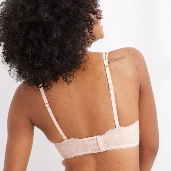 Aerie Pink Real Power Plunge Push Up Sunflower Lace Bra Size 36C - Picture 4 of 6